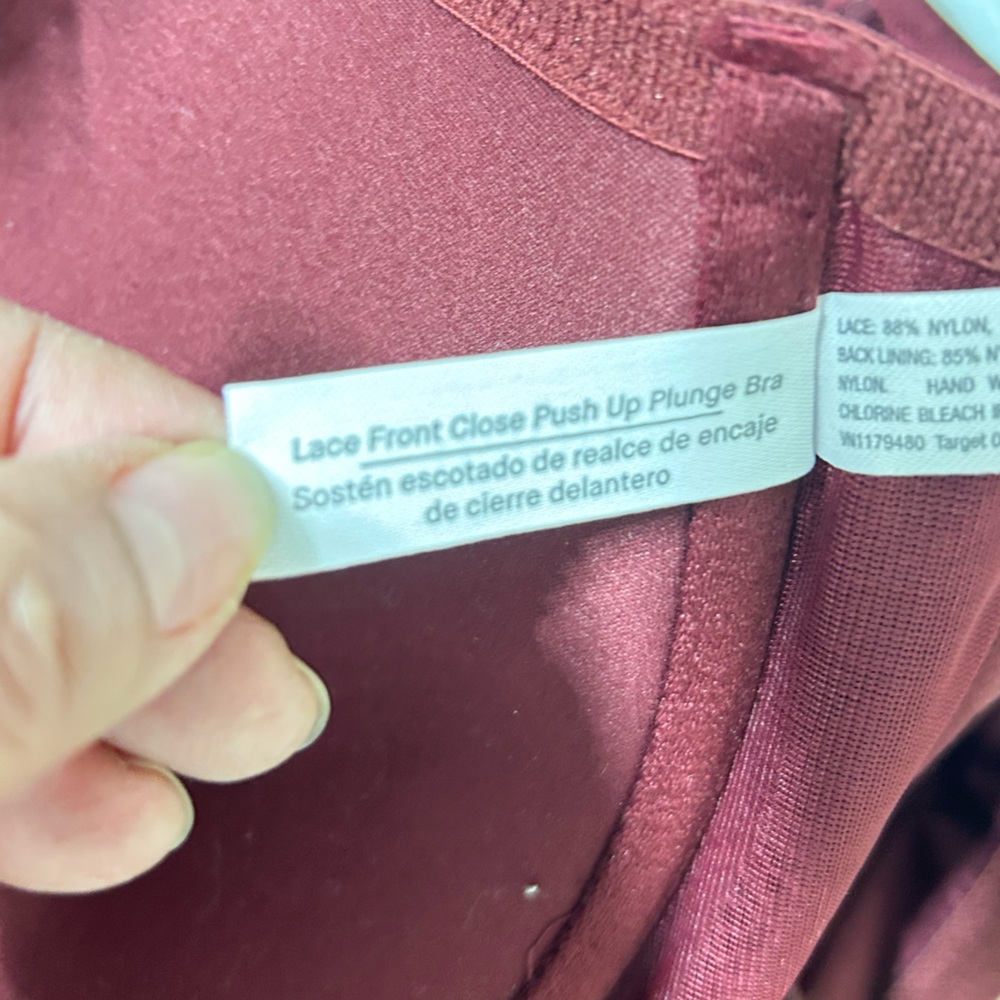 Auden lace front close push up bra size 46C NWT Burgundy - Picture 5 of 6